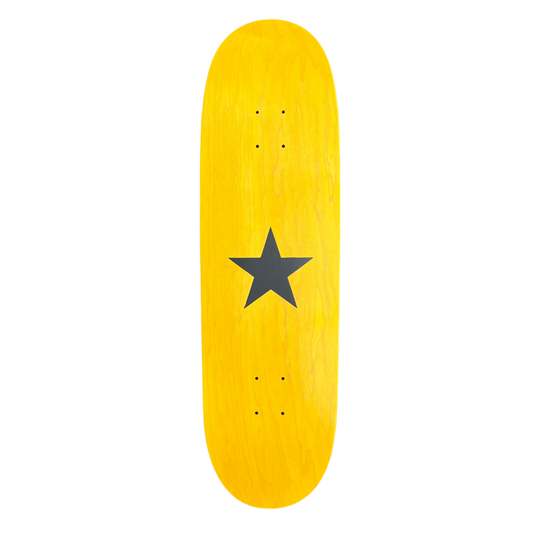 Stardust Matte Black Star Egg Shaped Deck 9.0" Yellow Stain (Screenprinted)