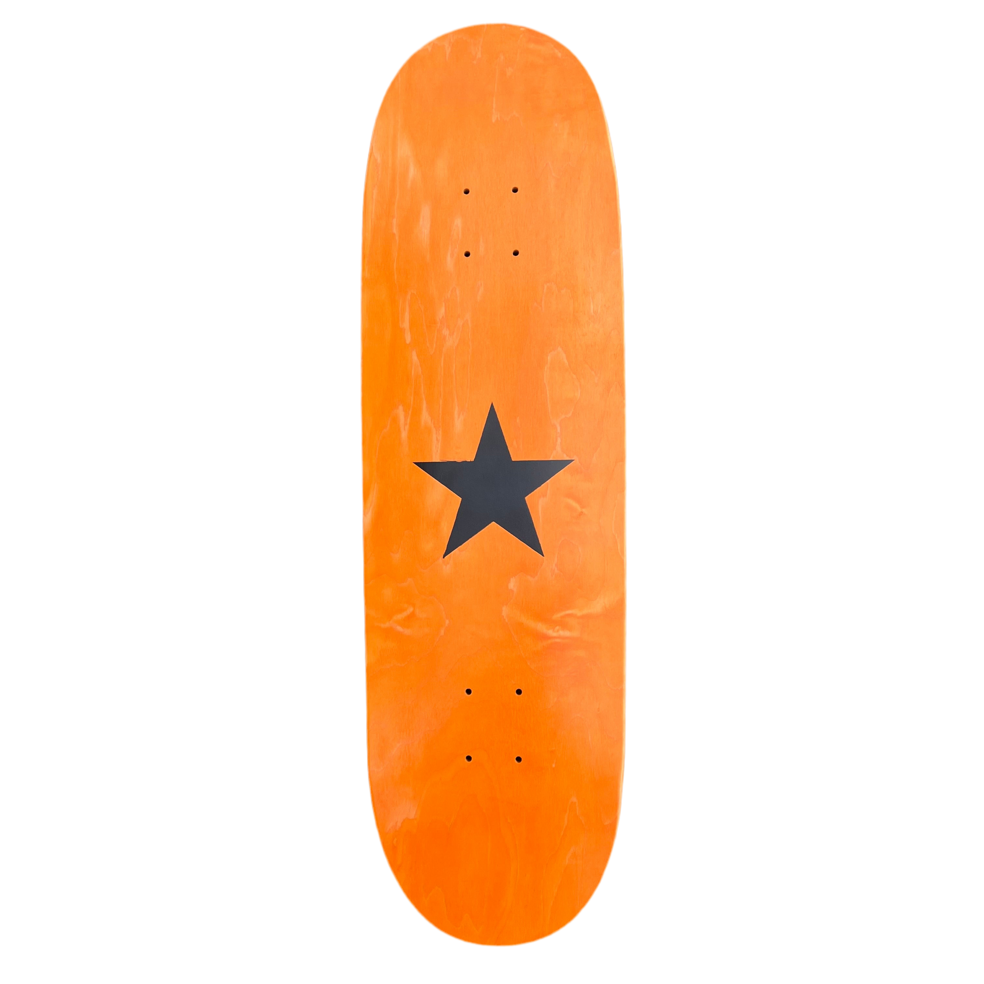 Stardust Matte Black Star Egg Shaped Deck 9.0" Orange Stain (Screenprinted)