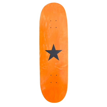 Stardust Matte Black Star Egg Shaped Deck 9.0" Orange Stain (Screenprinted)