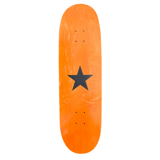 Stardust Matte Black Star Egg Shaped Deck 9.0" Orange Stain (Screenprinted)