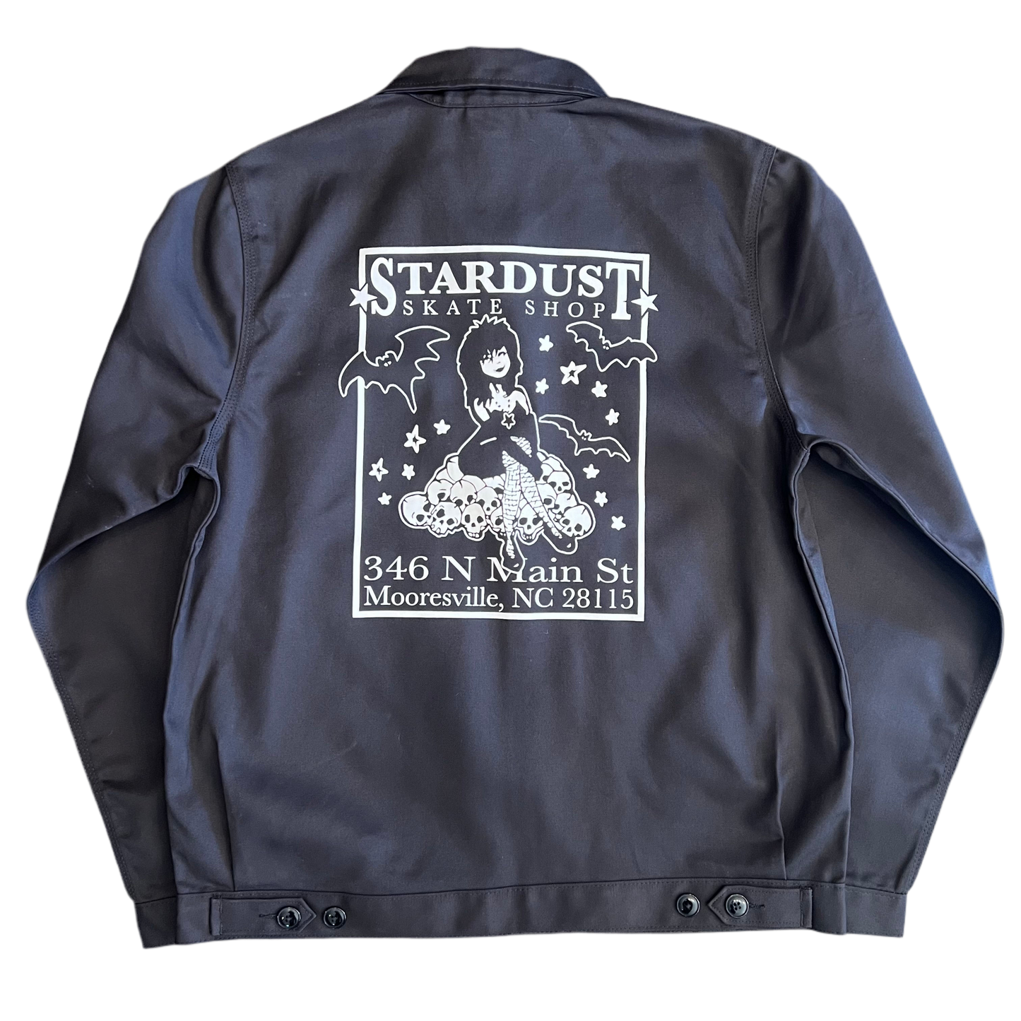 Stardust "Goth Girl" Dickies Screenprinted Unlined Eisenhower Work Jacket Black / White