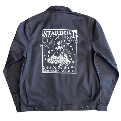 Stardust "Goth Girl" Dickies Screenprinted Unlined Eisenhower Work Jacket Black / White