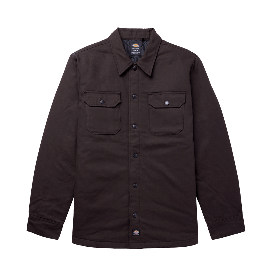 Dickies Skateboarding Heavyweight Lined Duck Snap Shirt Jacket Dark Brown