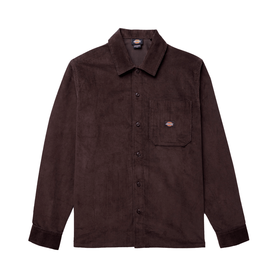 Dickies Long Sleeve Corduroy Work Shirt Chocolate Brown