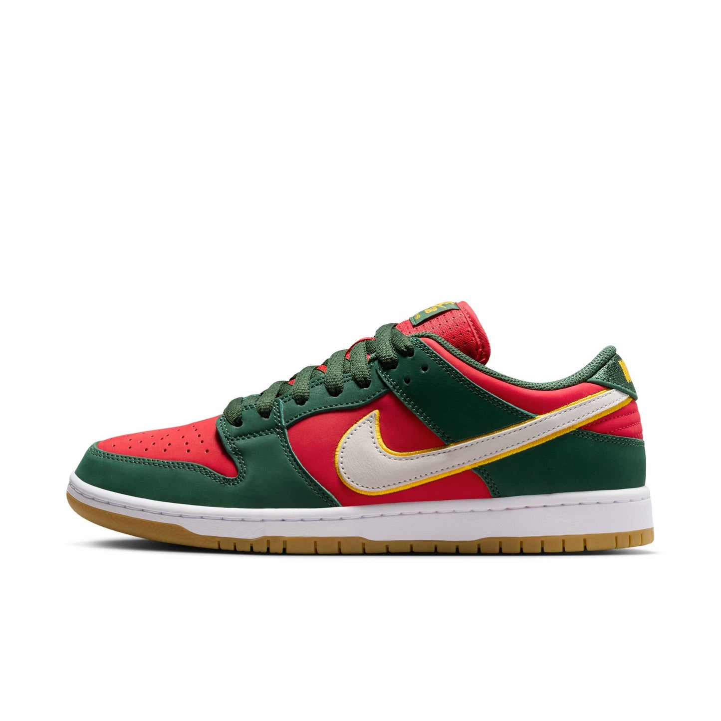 Nike SB "Seattle Supersonics" Dunk Low Pro Premium Fir / University Gold - Fire Red FZ1287-300