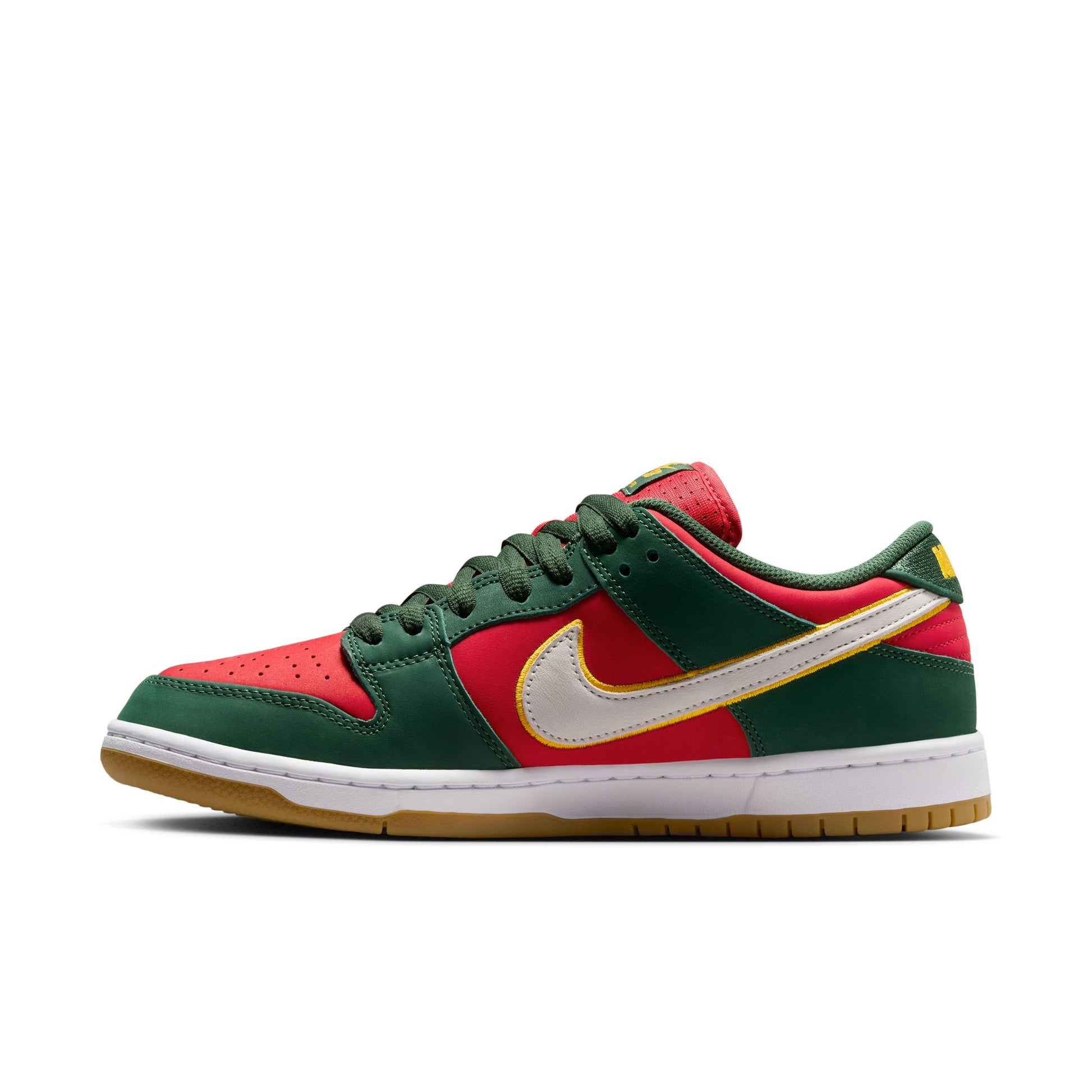 Nike SB "Seattle Supersonics" Dunk Low Pro Premium Fir / University Gold - Fire Red FZ1287-300