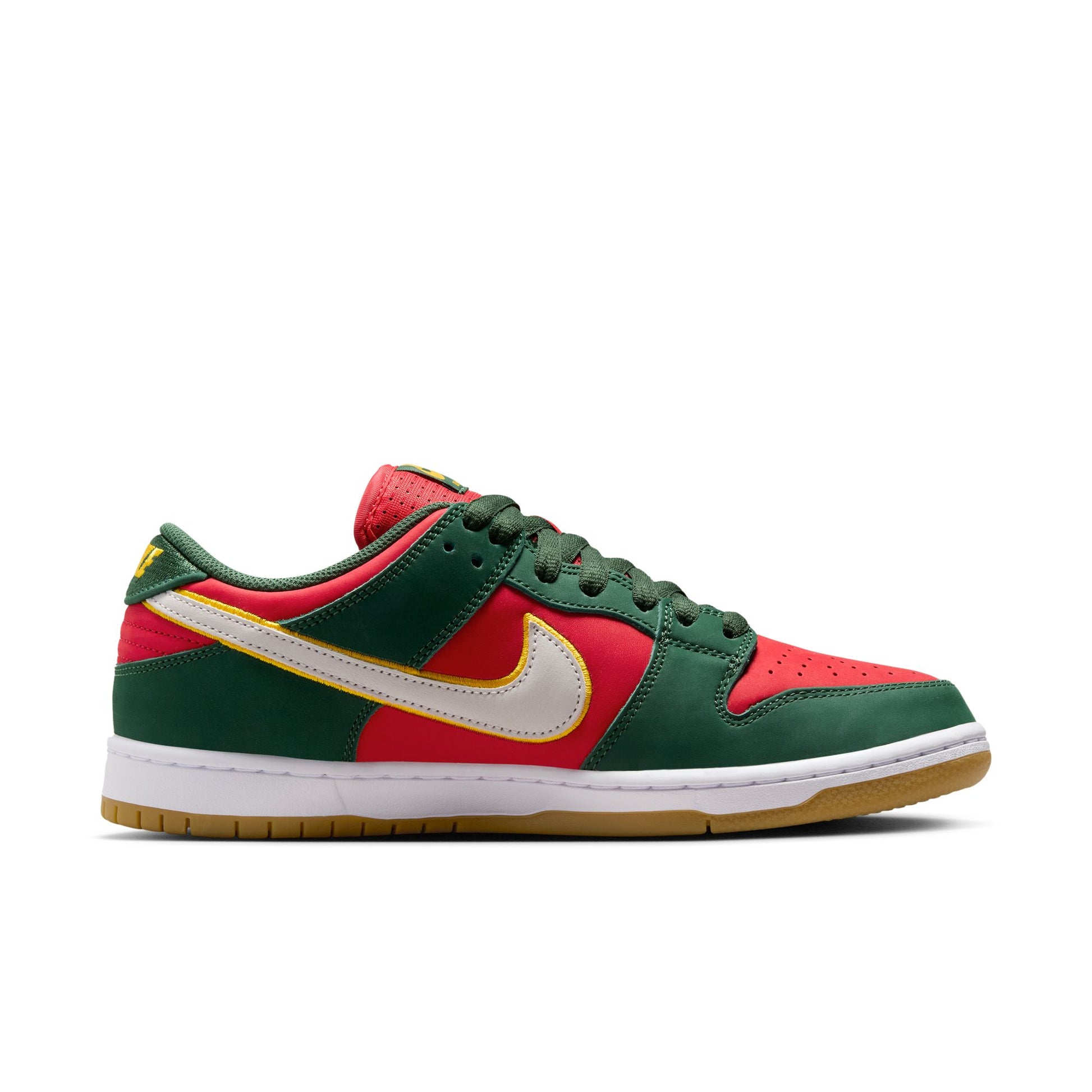 Nike SB "Seattle Supersonics" Dunk Low Pro Premium Fir / University Gold - Fire Red FZ1287-300