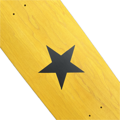 Stardust Matte Black Star Egg Shaped Deck 9.0" Yellow Stain (Screenprinted)