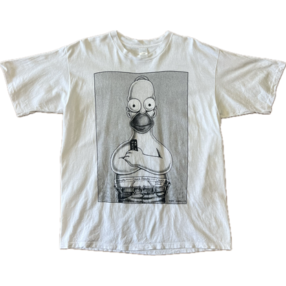 Vintage 1990s Homer Simpson "Couch Potato" Double Sided Print Tee - X-Large - White