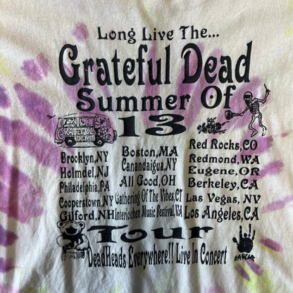 Vintage 2013 Grateful Dead Tour Double Sided Print Parking Lot Bootleg Tee - X-Large - Tie Dye