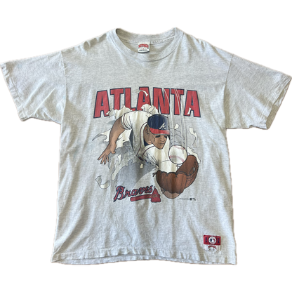 Vintage 1990s Atlanta Braves Double Sided Print Tee - X-Large - Heather Grey