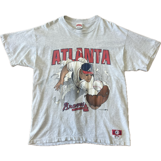 Vintage 1990s Atlanta Braves Double Sided Print Tee - X-Large - Heather Grey