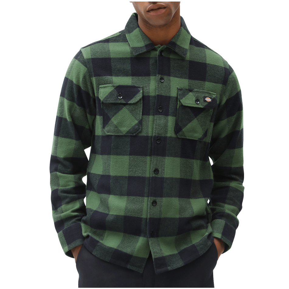 Dickies Sacremento Regular Fit Long Sleeve Flannel Shirt Green Plaid