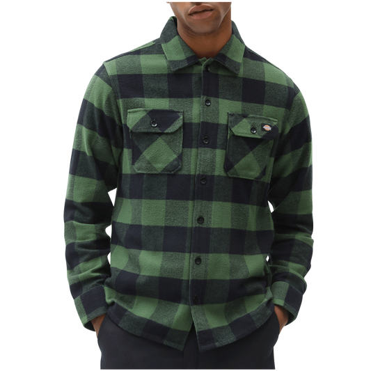 Dickies Sacremento Regular Fit Long Sleeve Flannel Shirt Green Plaid