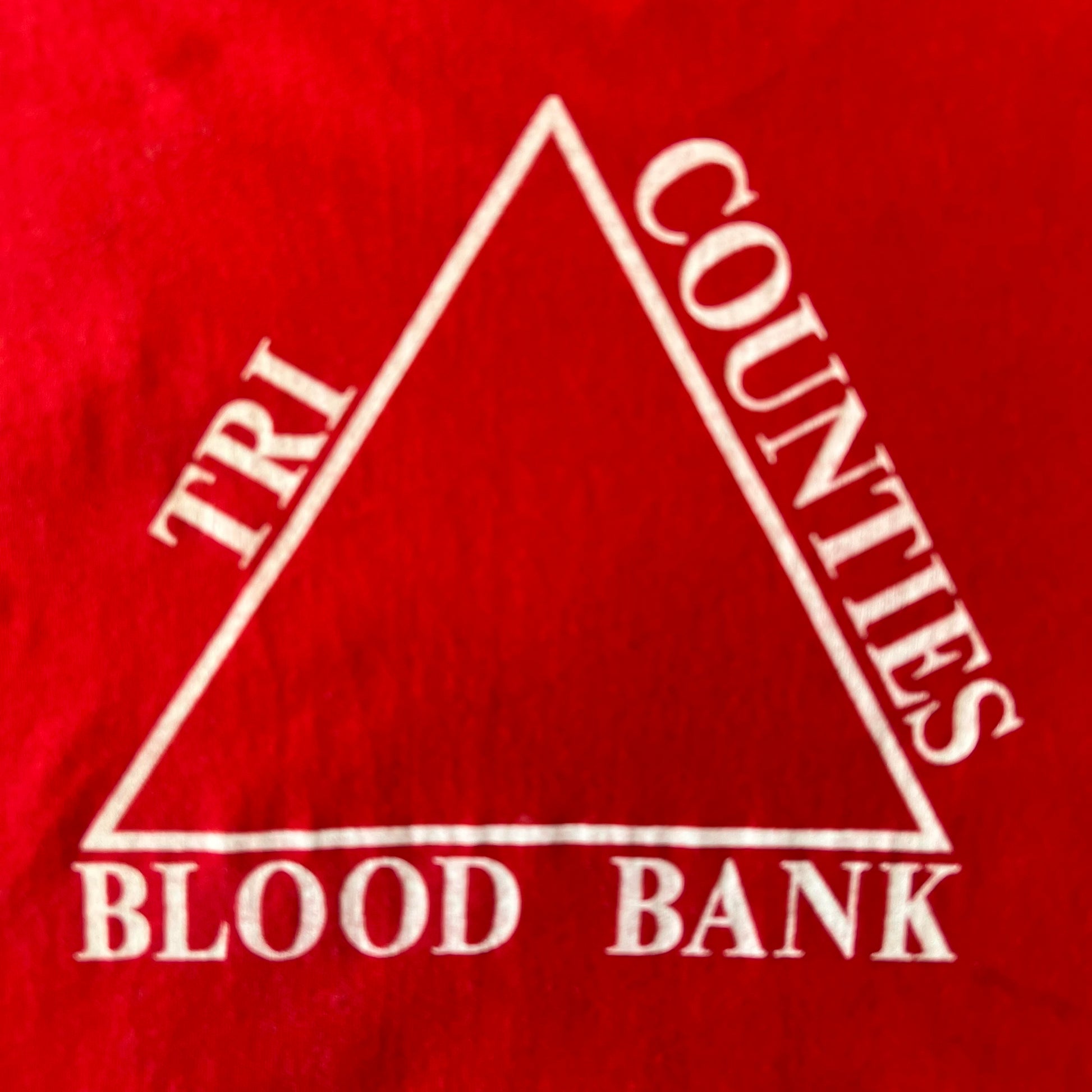 Vintage 1990s Tri Counties Blood Bank Tee - Medium - Red