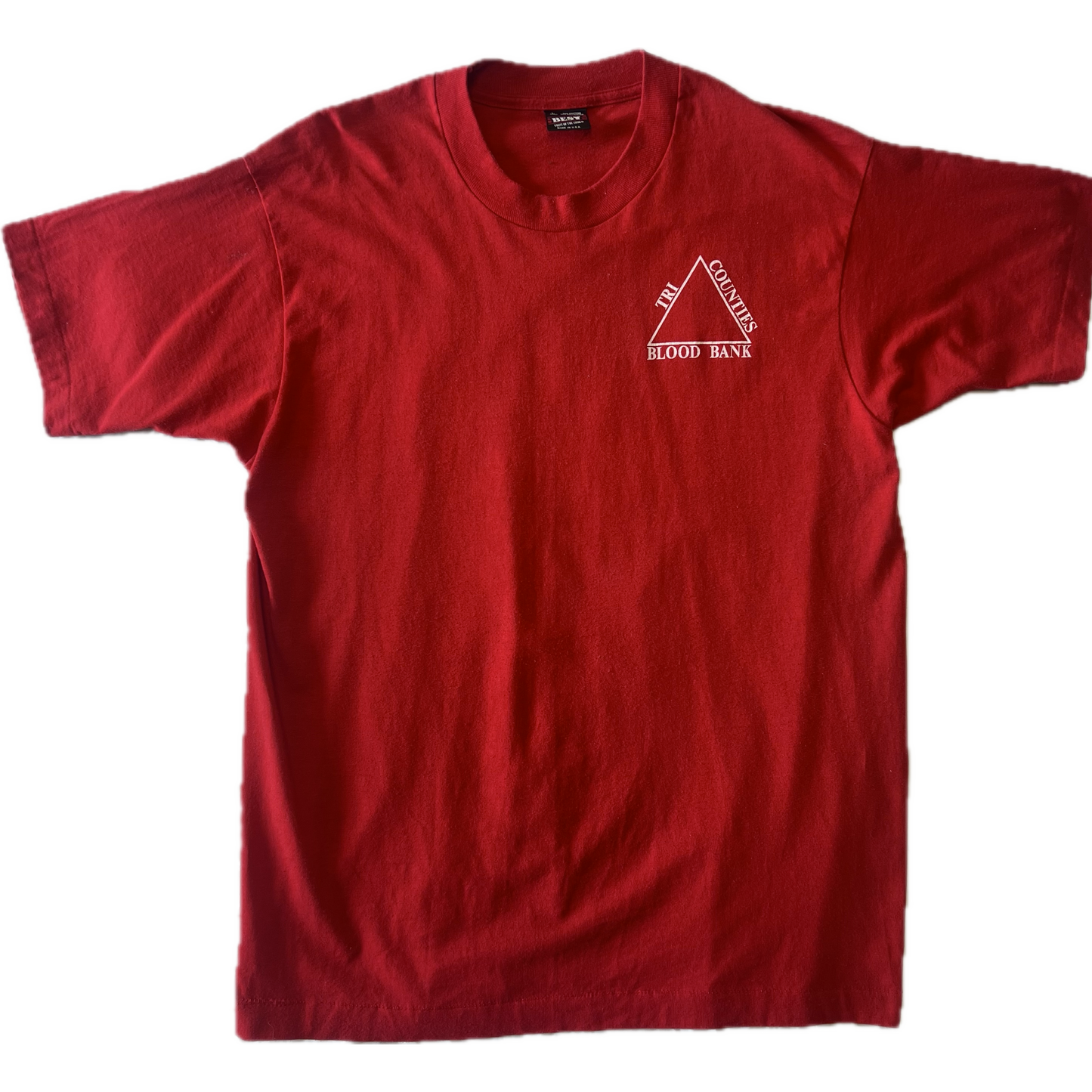 Vintage 1990s Tri Counties Blood Bank Tee - Medium - Red