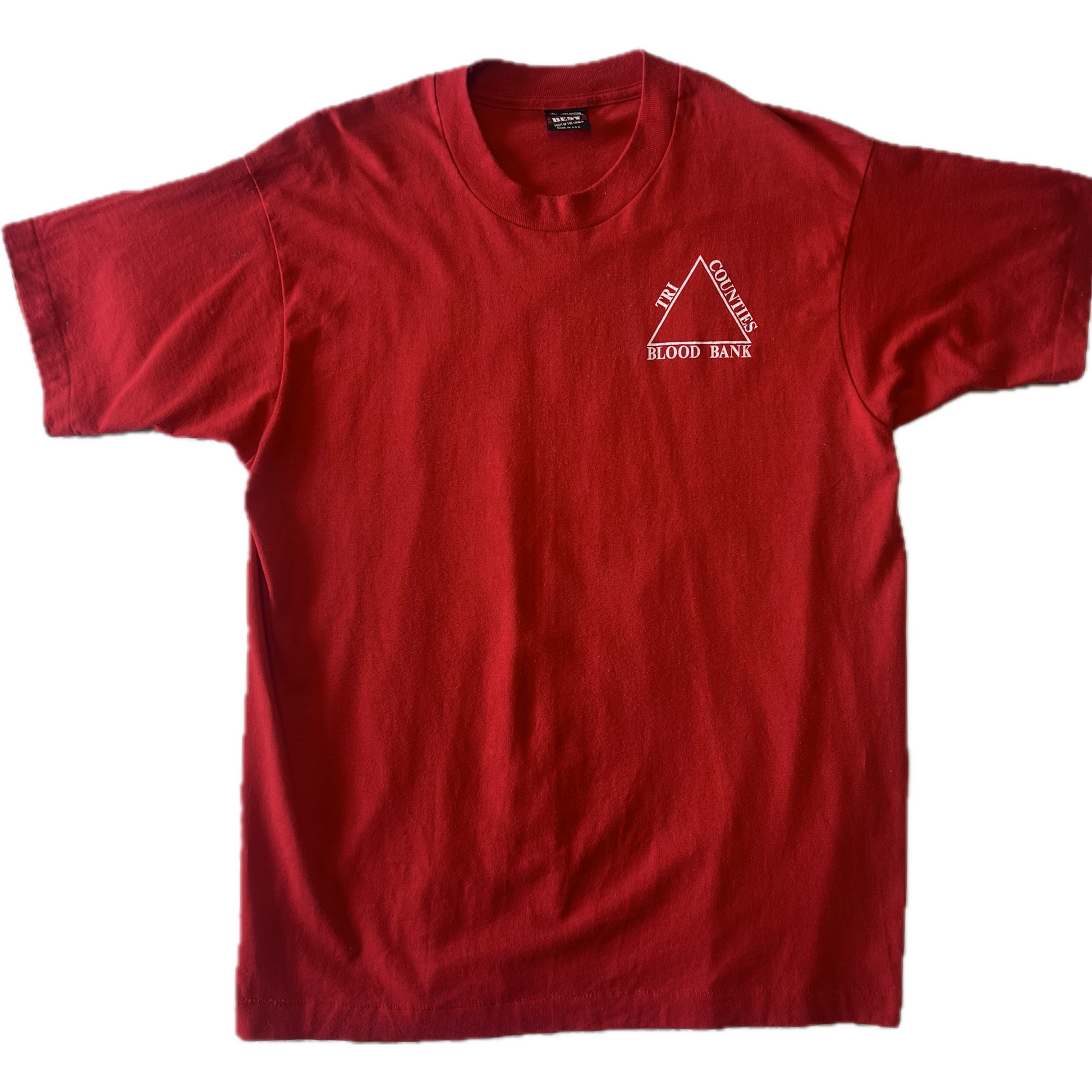 Vintage 1990s Tri Counties Blood Bank Tee - Medium - Red