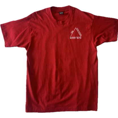 Vintage 1990s Tri Counties Blood Bank Tee - Medium - Red