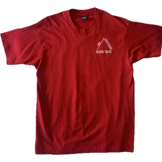 Vintage 1990s Tri Counties Blood Bank Tee - Medium - Red