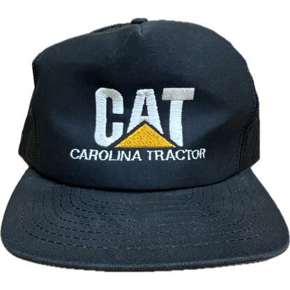 Vintage CAT Mesh Trucker Snapback Hat - Black