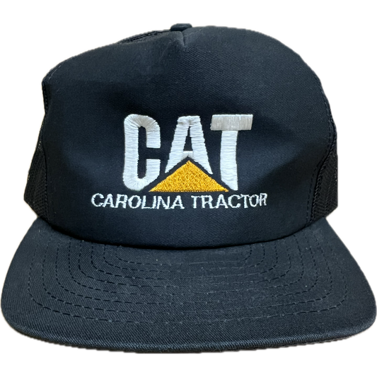 Vintage CAT Mesh Trucker Snapback Hat - Black