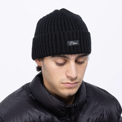 Dime Cursive Fold Beanie Black