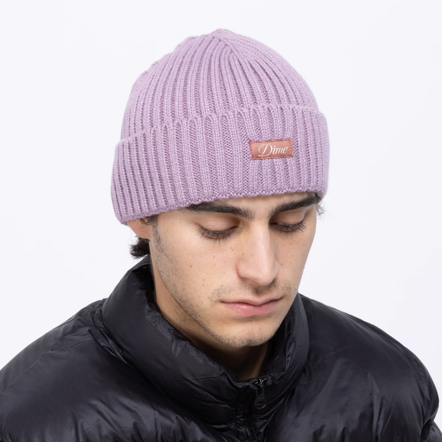 Dime Cursive Fold Beanie Pink Lilac