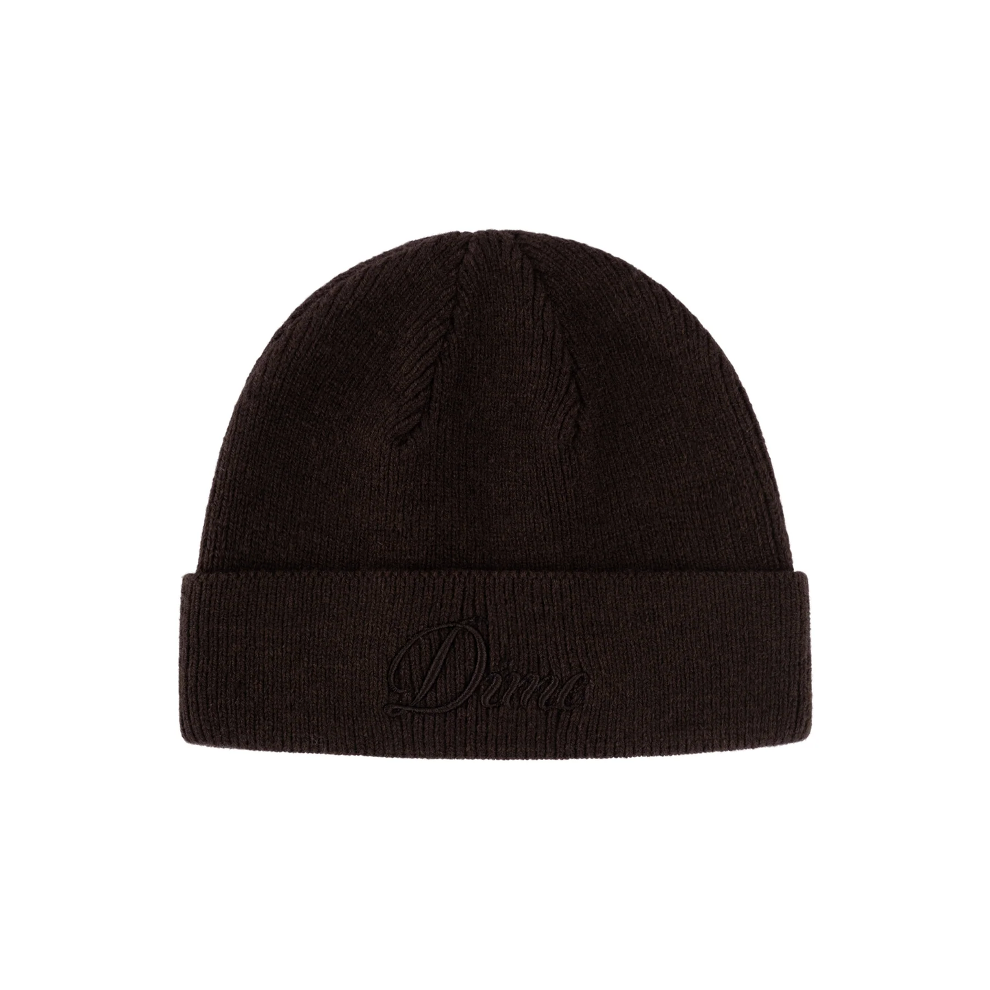 Dime Cursive Wool Fold Beanie Dark Brown