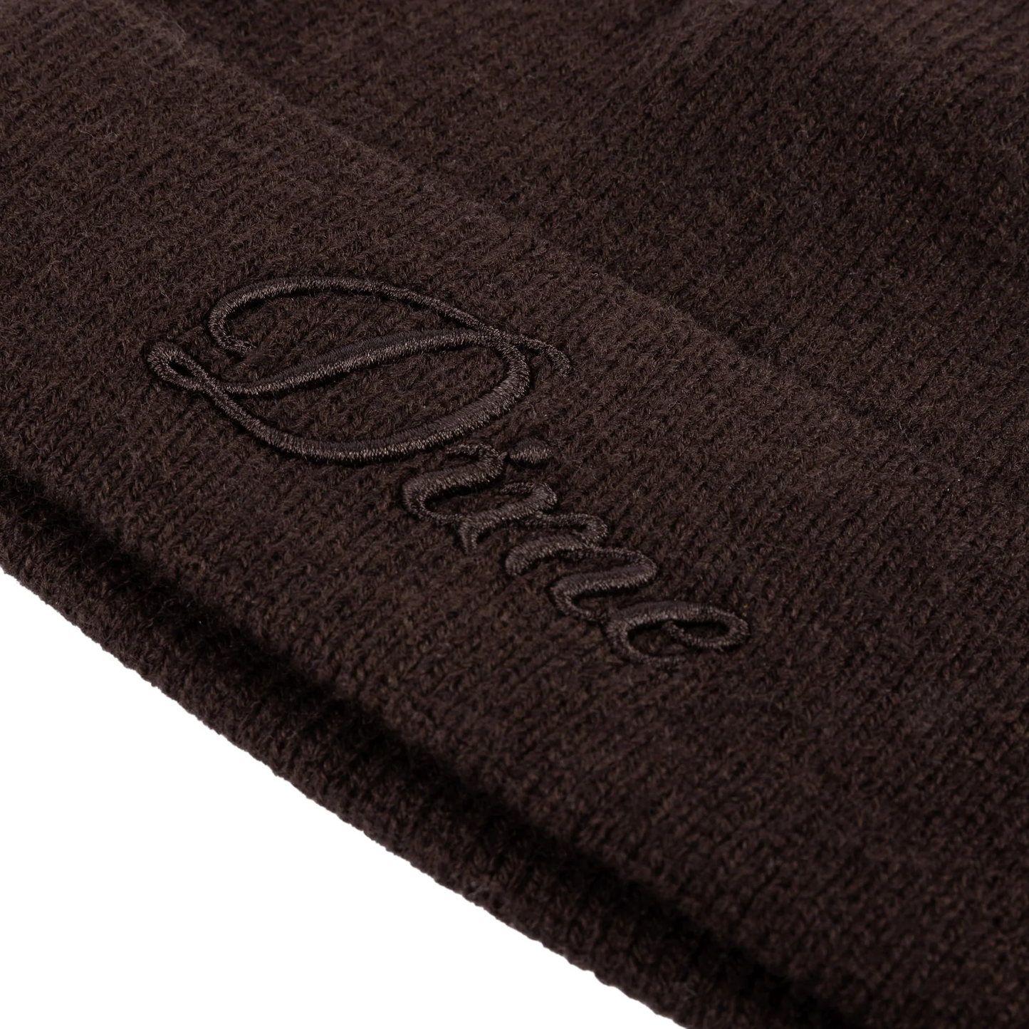 Dime Cursive Wool Fold Beanie Dark Brown