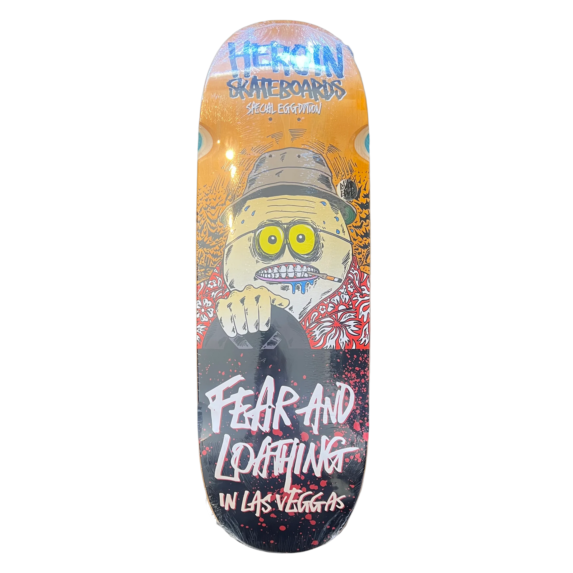 Heroin Fear & Loathing Wide Boy Egg Shaped Deck With Wheel Wells 10.4"