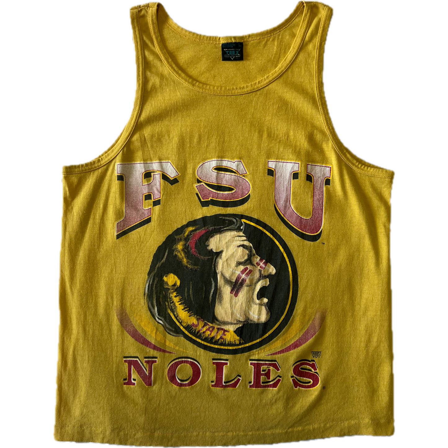 Vintage 1990s "FSU Noles" Florida State University Seminoles Tank Top - Medium - Yellow