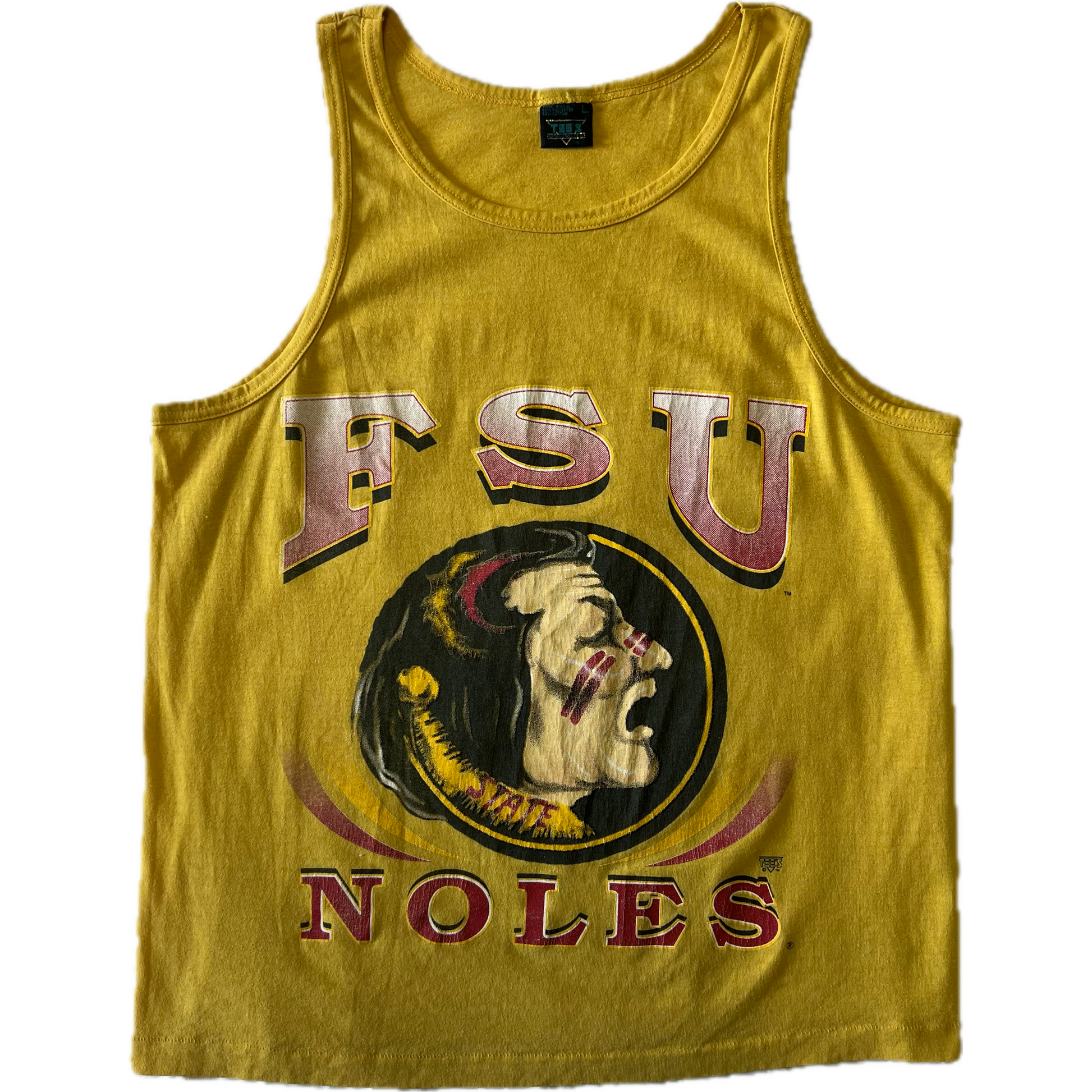 Vintage 1990s "FSU Noles" Florida State University Seminoles Tank Top - Medium - Yellow