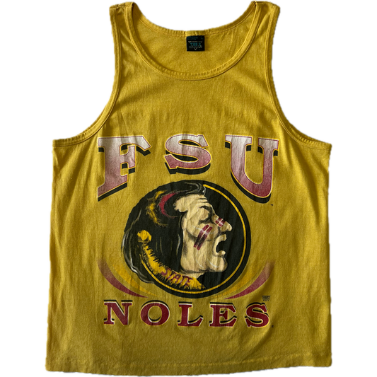 Vintage 1990s "FSU Noles" Florida State University Seminoles Tank Top - Medium - Yellow