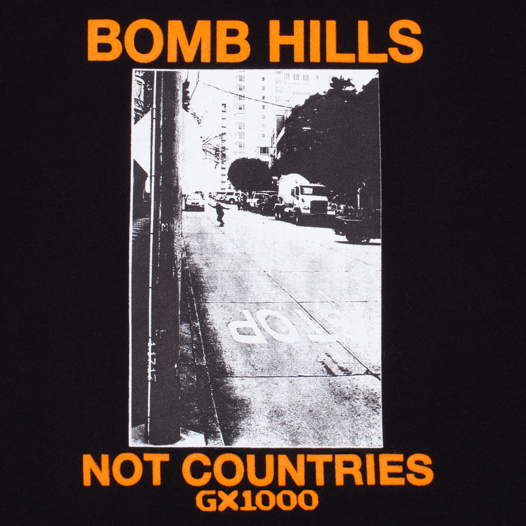 GX1000 Bomb Hills Not Countries Hoody Black / Orange Font