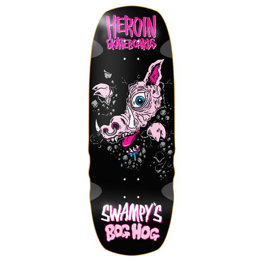 Heroin Swampy's Bog Hog Shaped Deck With Wheel Wells 10.75" Black