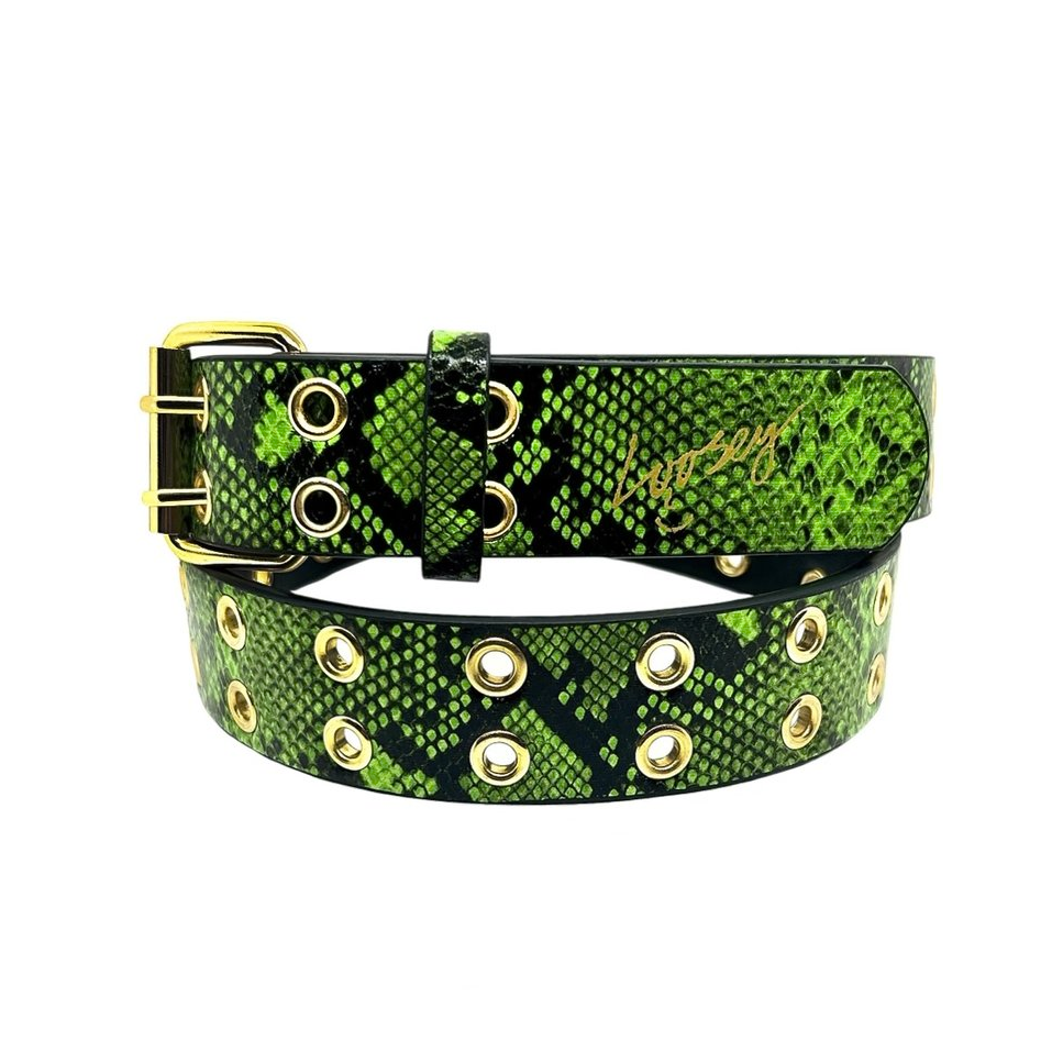 Loosey Snake Skin Grommet Hole Belt Green