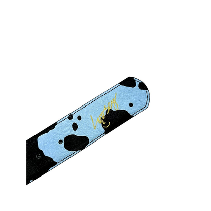 Loosey Studded Moosey Cow Print Belt Baby Blue