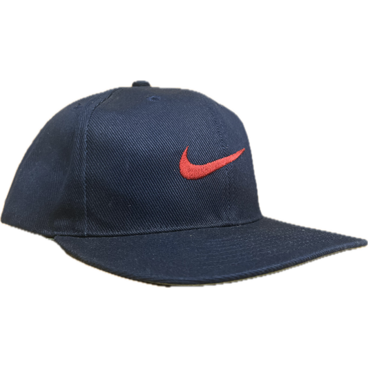 Vintage Nike Swoosh Snapback Hat - Navy Blue