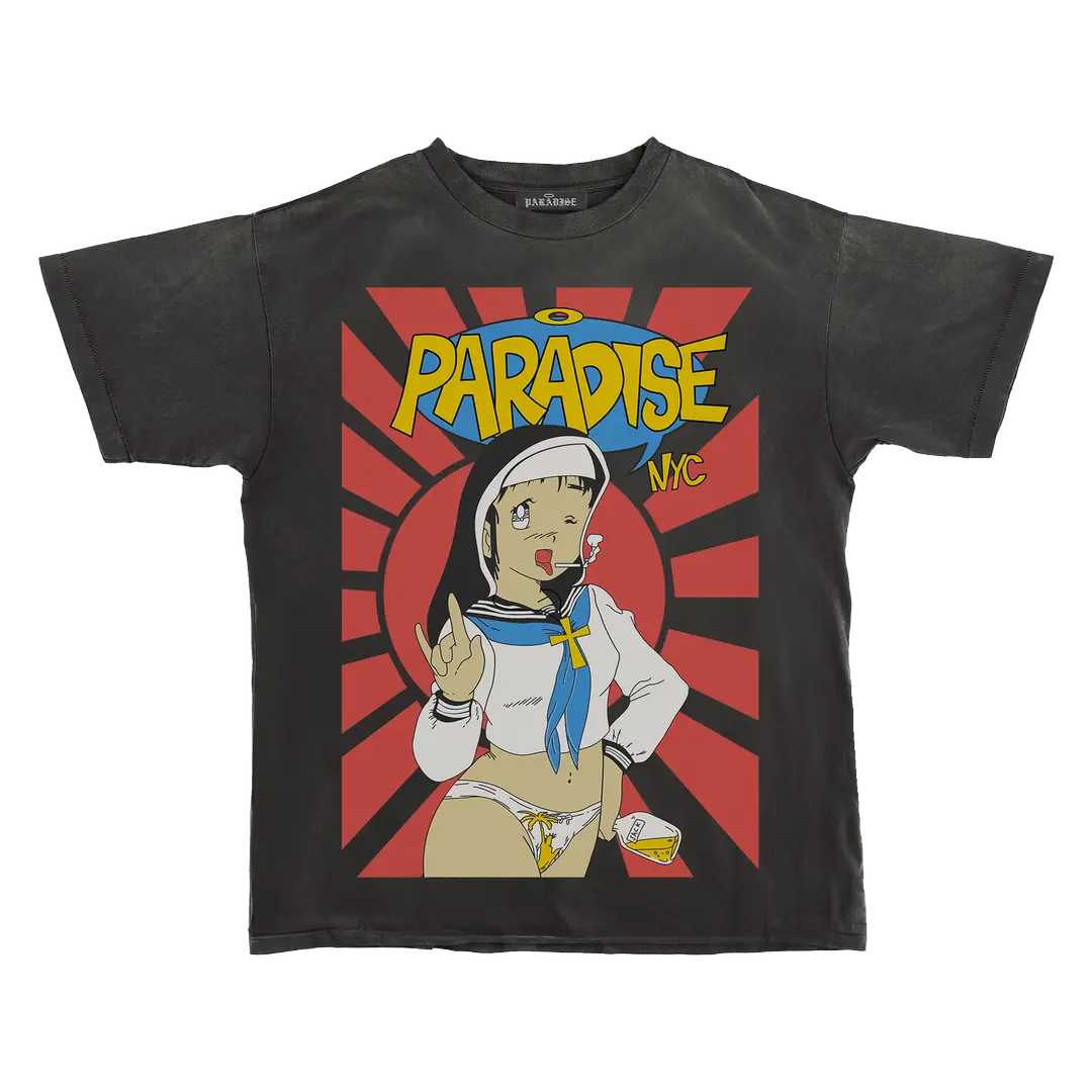 Paradise NYC Dinosaur Paradise Short Sleeve Tee Garment Dyed Black