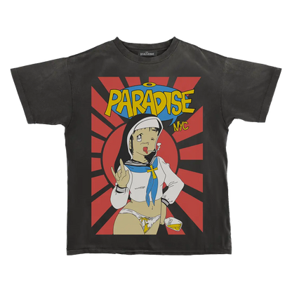 Paradise NYC Dinosaur Paradise Short Sleeve Tee Garment Dyed Black