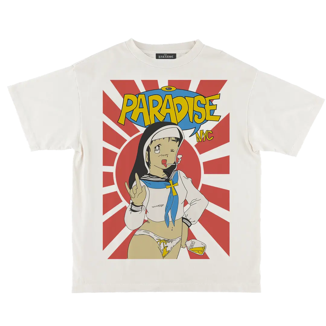 Paradise NYC Dinosaur Paradise Short Sleeve Tee Garment Dyed White