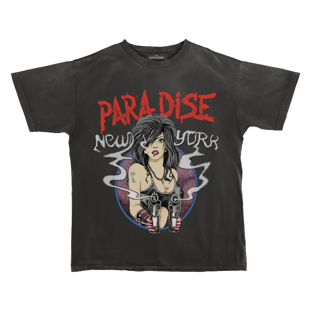 Paradise NYC Femme Fatale Short Sleeve Tee Garment Dyed Black