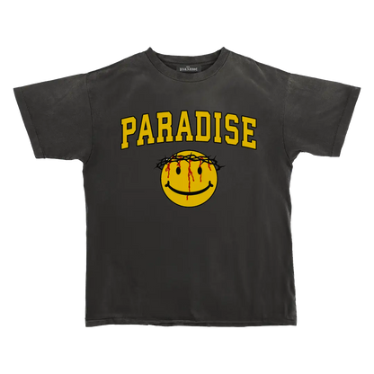 Paradise NYC Smiley Jesus Short Sleeve Tee Garment Dyed Black