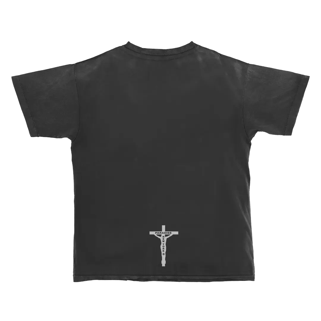 Paradise NYC Smiley Jesus Short Sleeve Tee Garment Dyed Black