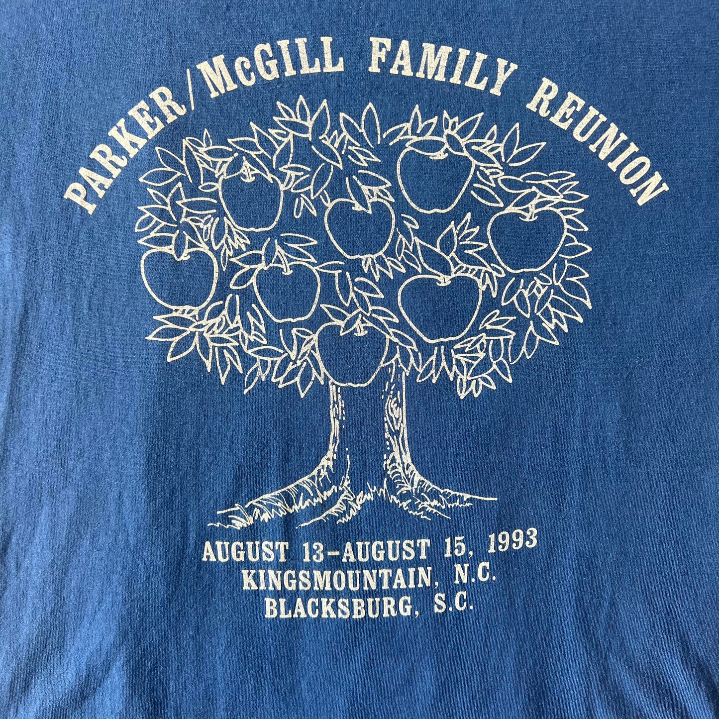 Vintage 1993 Parker / McGill Family Reunion Tee - X-Large - Navy Blue