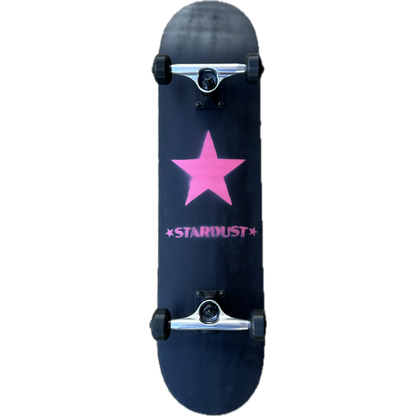 Stardust Pink Star Pre-Built Complete 7.75" x 32.0" Entry Level Skateboard Matte Black / Pink