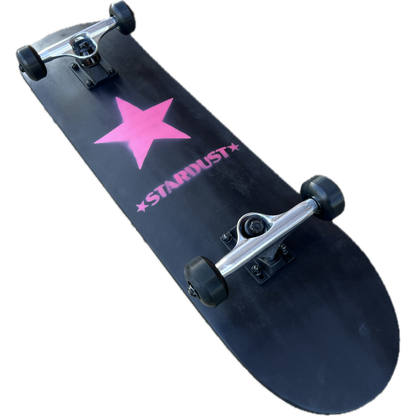 Stardust Pink Star Pre-Built Complete 7.75" x 32.0" Entry Level Skateboard Matte Black / Pink