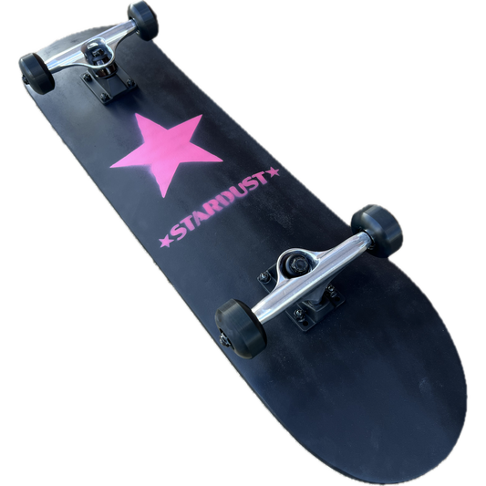 Stardust Pink Star Pre-Built Complete 7.75" x 32.0" Entry Level Skateboard Matte Black / Pink