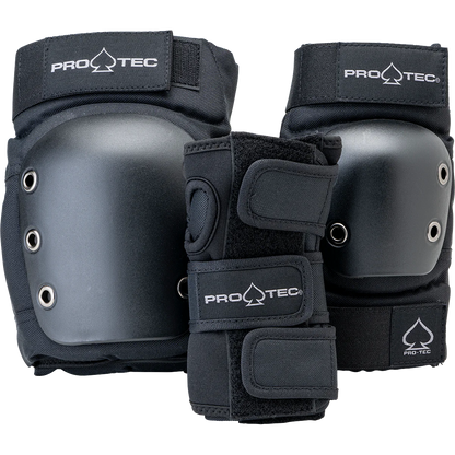 Protec Adult Street Gear Open Back Pad Set Black