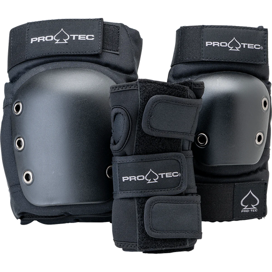 Protec Adult Street Gear Open Back Pad Set Black